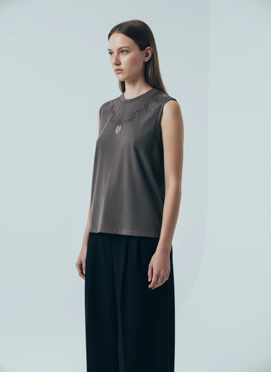 Suede Thorn Embroidered Vest - Image 5