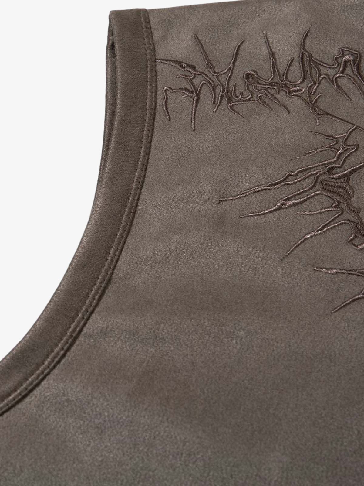 Suede Thorn Embroidered Vest - Image 9