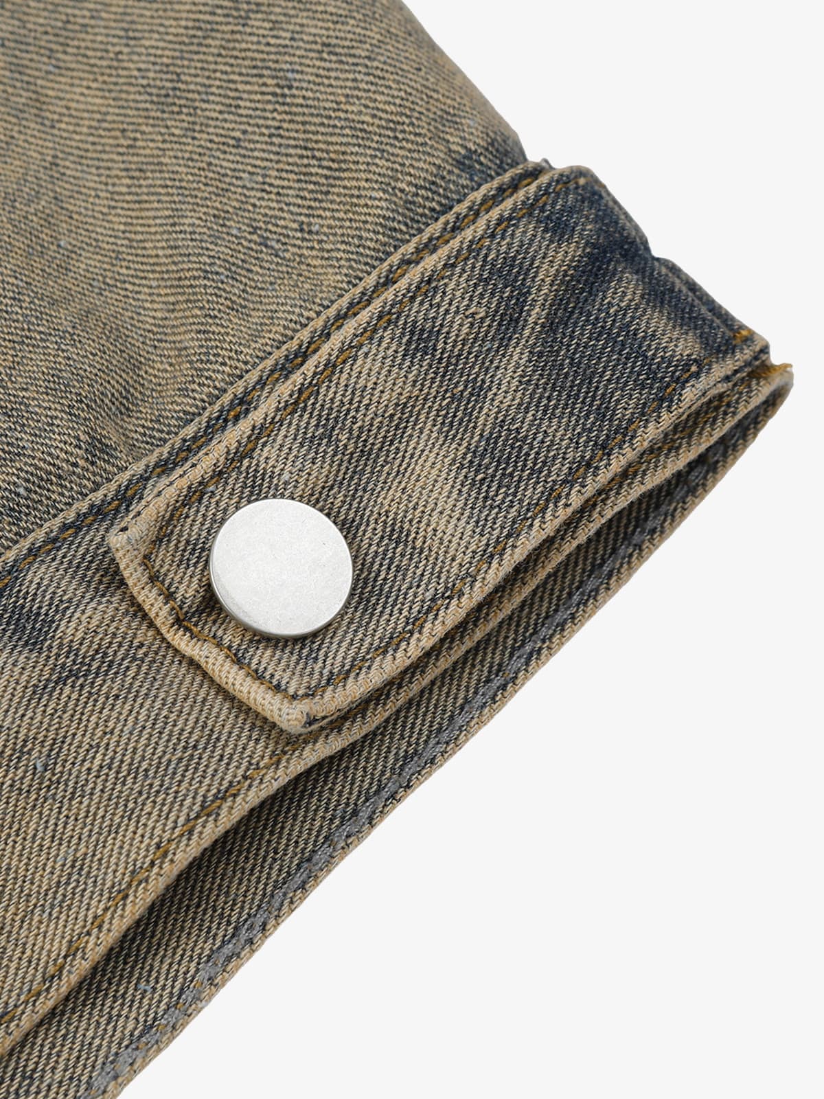 Washed Vintage Letter Print Denim Jacket - Image 8