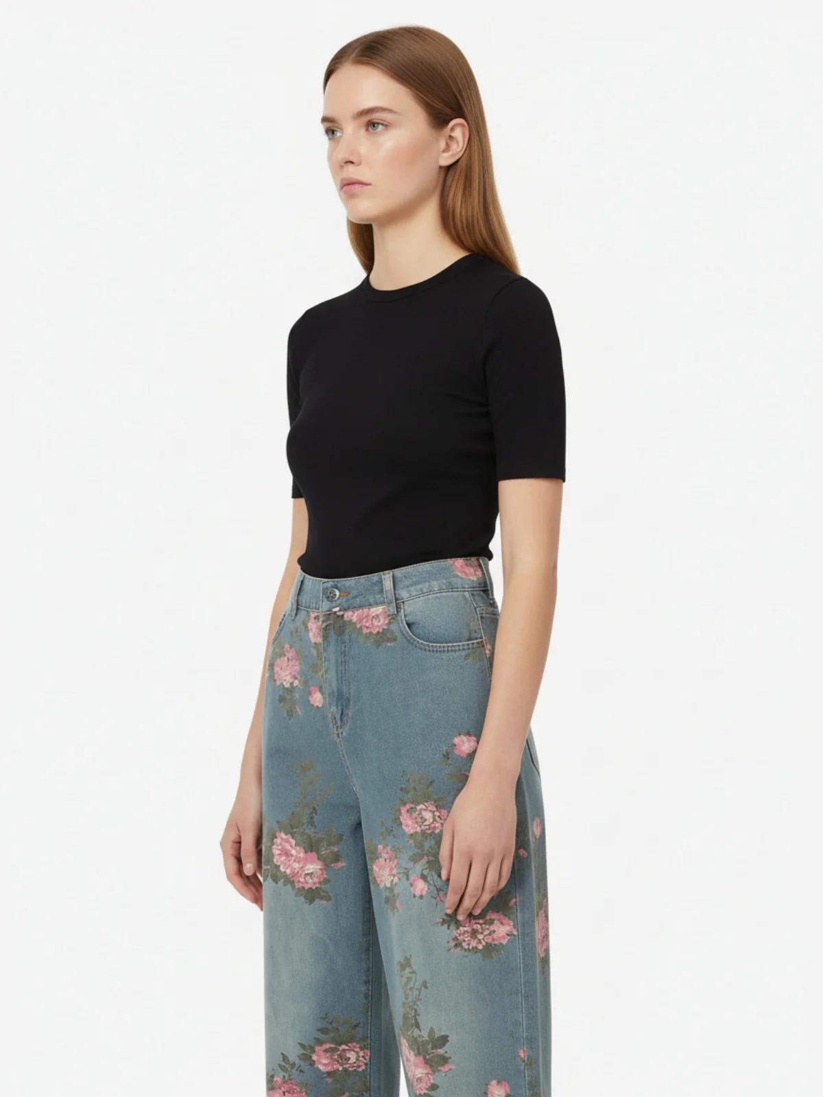 Thesupermade Floral Print Straight Jeans - 2409 - Image 5