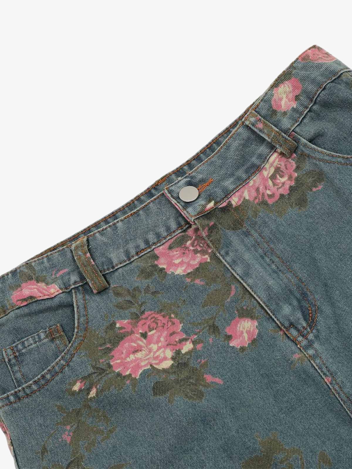 Thesupermade Floral Print Straight Jeans - 2409 - Image 7