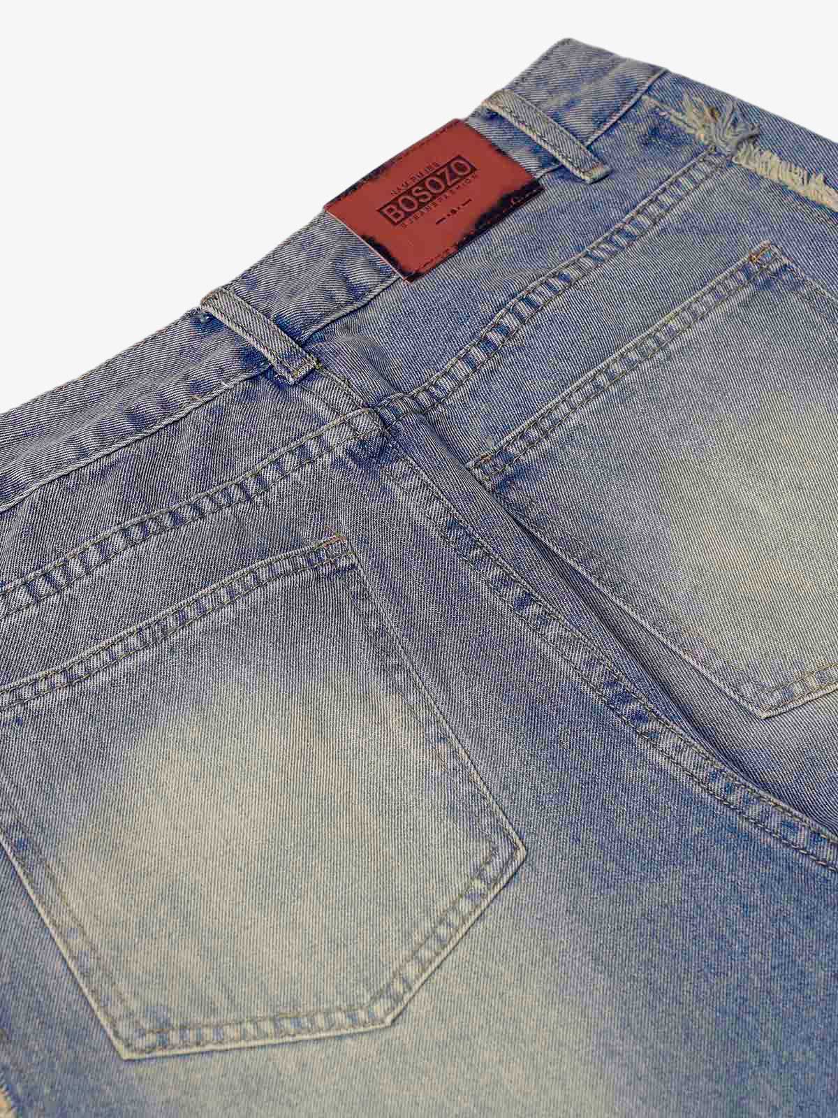 Thesupermade Washed Distressed Raw Edge Baggy Jeans - 2271 - Image 10