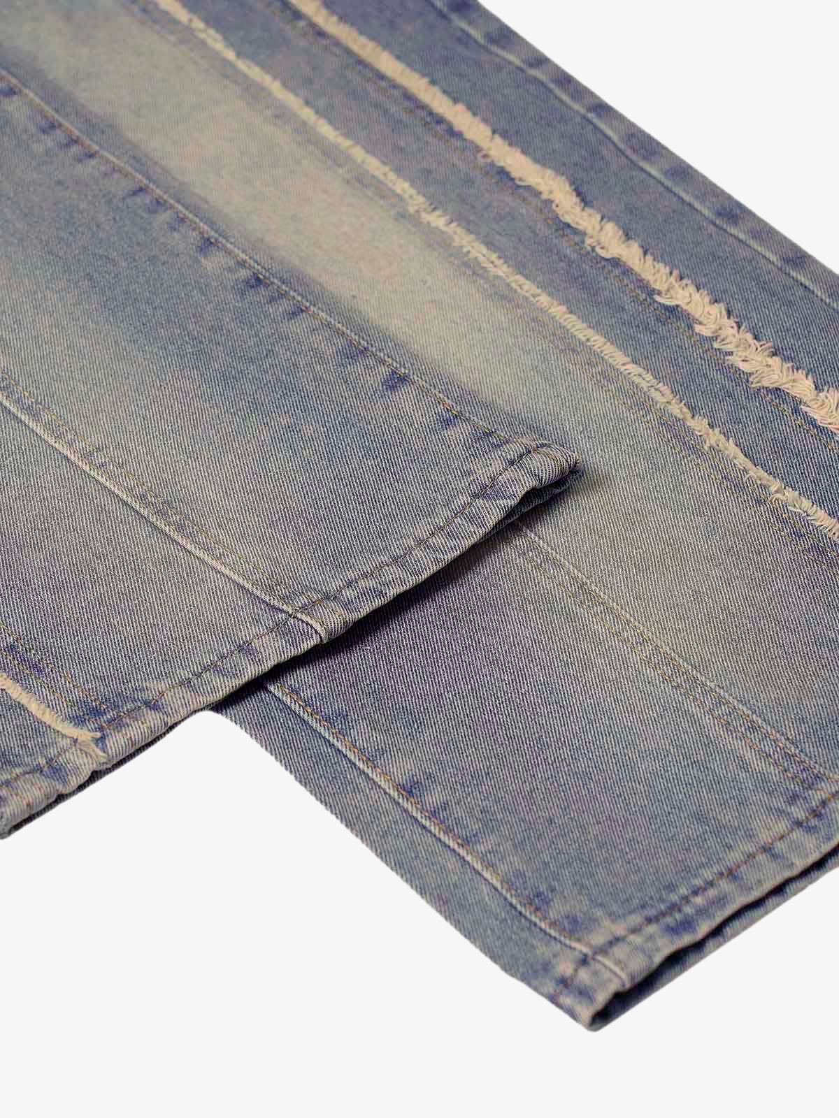 Thesupermade Washed Distressed Raw Edge Baggy Jeans - 2271 - Image 11