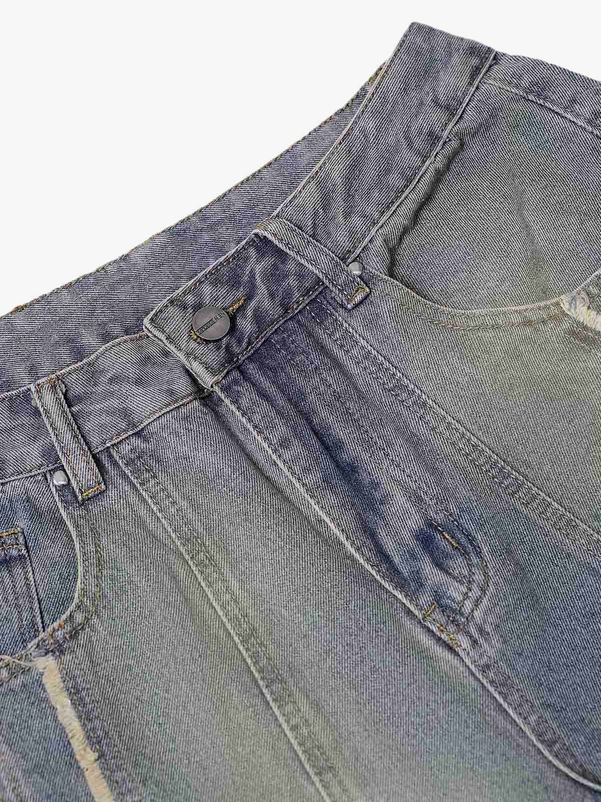 Thesupermade Washed Distressed Raw Edge Baggy Jeans - 2271 - Image 13