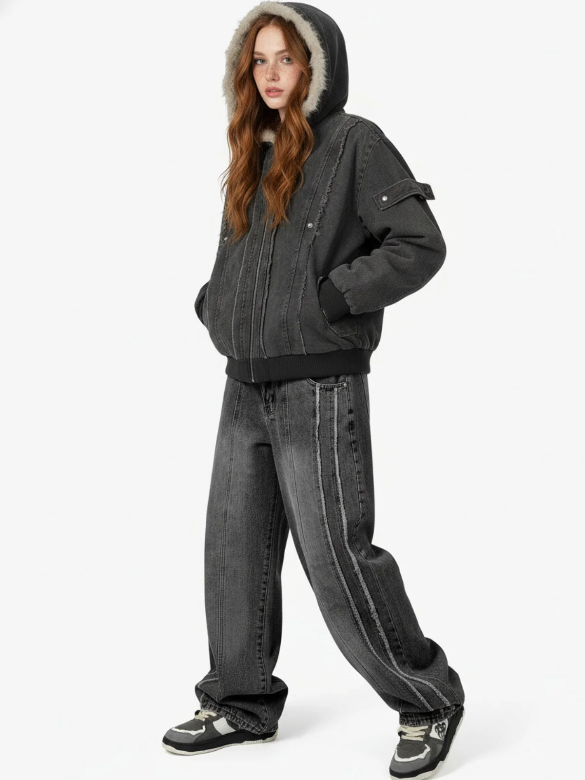 Thesupermade Washed Distressed Raw Edge Baggy Jeans - 2271 - Image 3