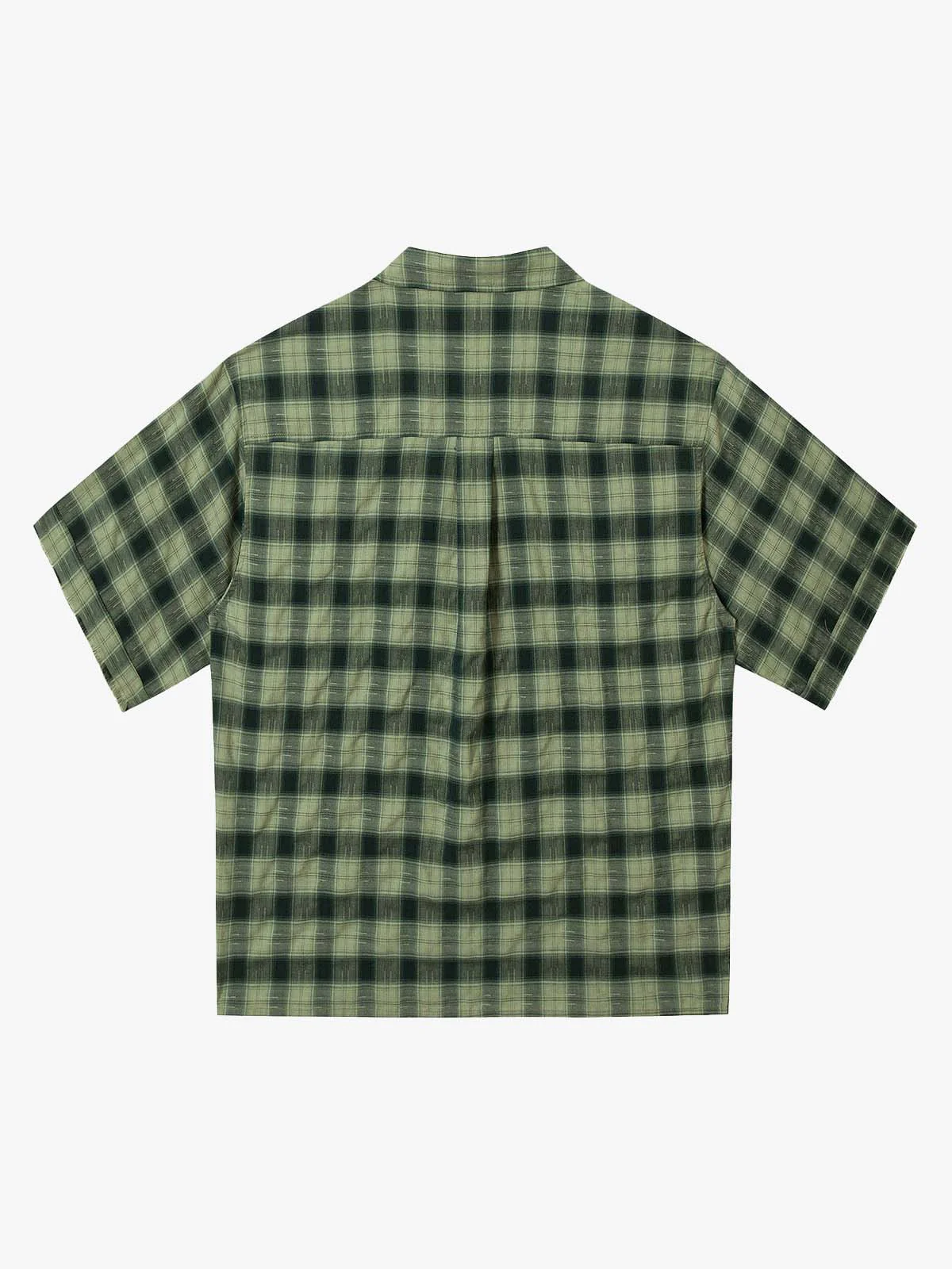 Plaid Applique Printed Short Sleeve Shirt - 2463 - Image 4