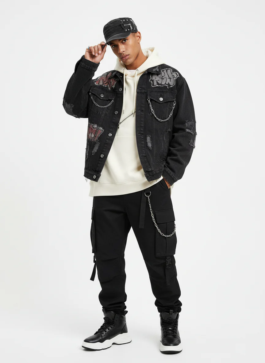 Washed Rivet Zipper Flat Top Cap - Image 3