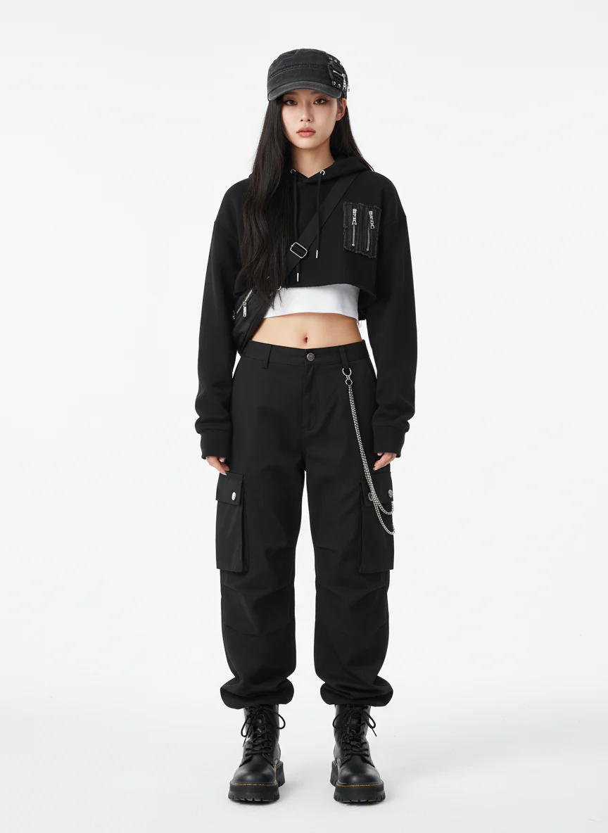 Washed Rivet Zipper Flat Top Cap - Image 5